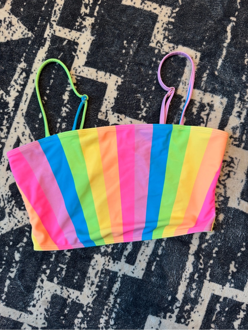 Show Me Your Mumu Rainbow Key Striped Bikini Top Size Small